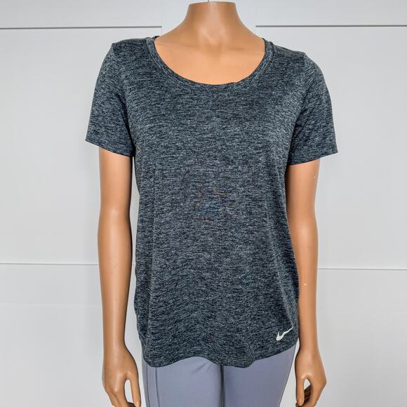 Nike Dri-Fit Dry Legend Scoop Neck Veneer Tee, Heather Black, Women’s SZ Medium - Picture 2 of 9